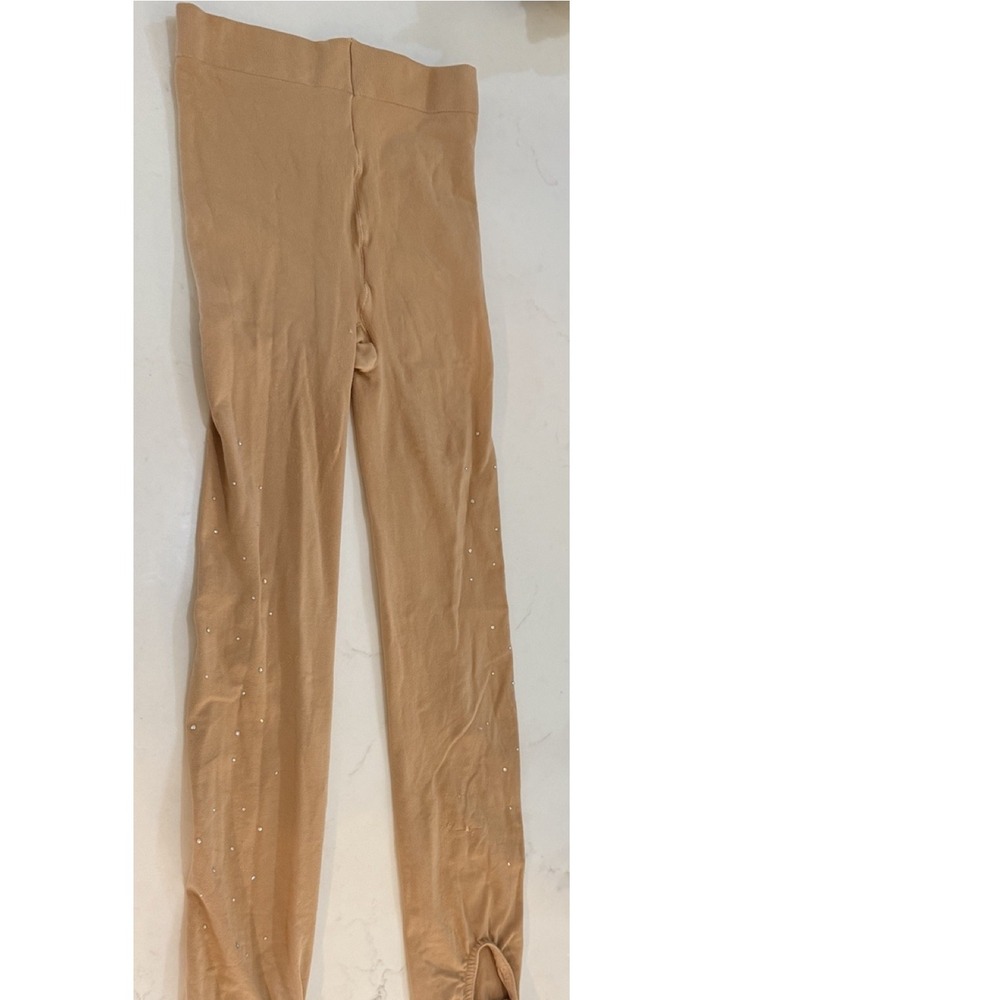 Unbranded Skating Tights Girls 10-14 Nude Good Sparkle Rhinestone Stirrup